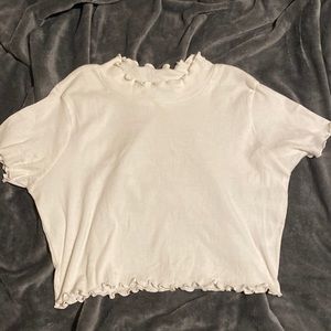Cute ruffled white crop top